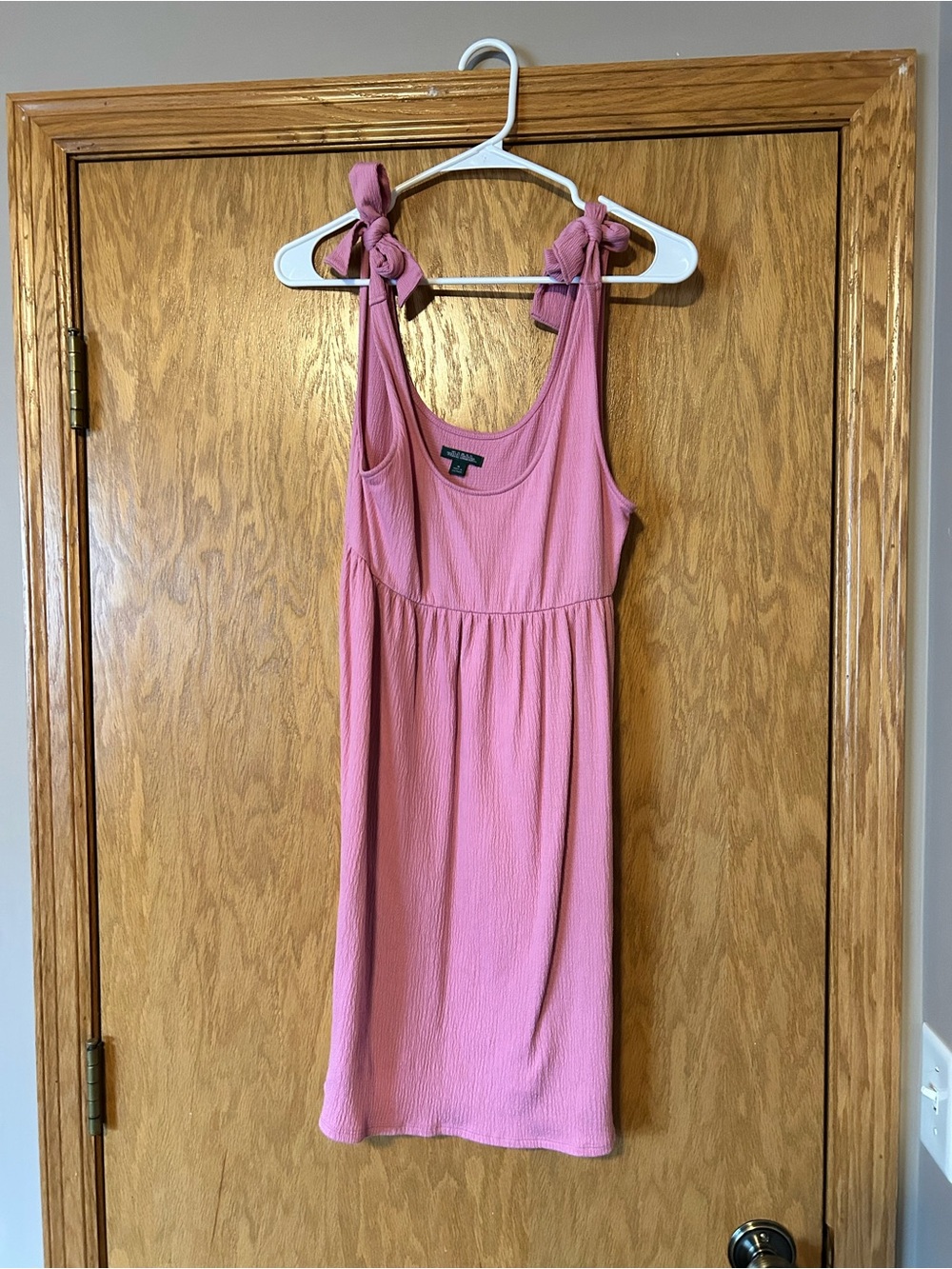 wild fable Pink Tie-Shoulder Ribbed Summer Dress
